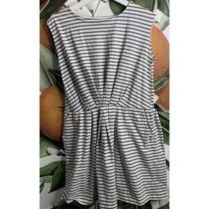Tea Collection Girls Size 16 Striped Black & Cream Pleated Front Dress